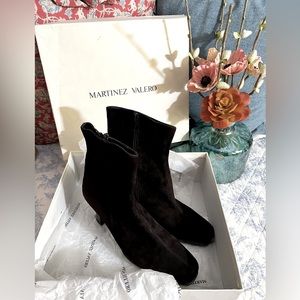 Martinez Valero PATTI-SRP Brown Suede/Brown Patent Ankle Boots Size 7 B